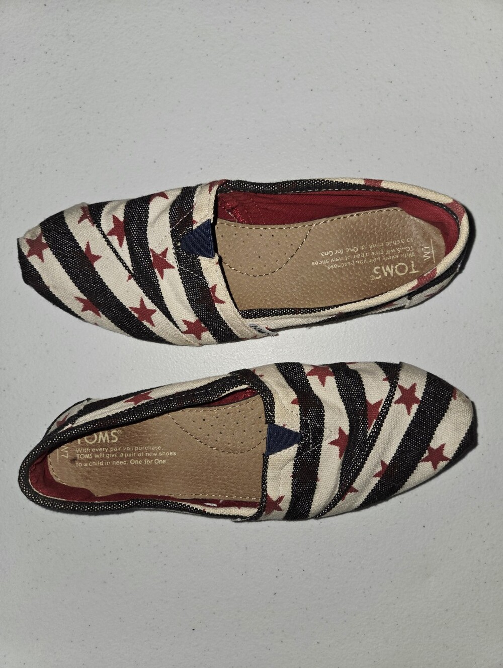 Toms Patriotic print canvas flats sz 7